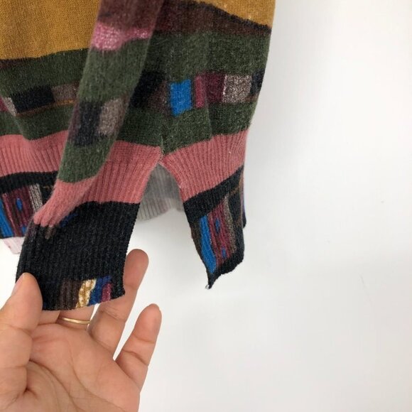 Desigual Multicolor Abstract Striped Rhinestone Tiger Lightweight Sweater size M - Picture 11 of 15